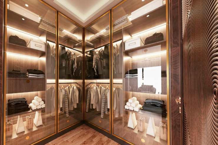 Una foto di un armadio ad angolo