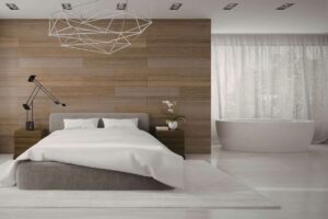 camera da letto con vasca a vista