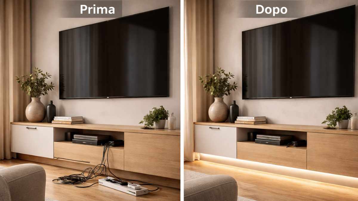 battiscopa che contengono fili e cavi