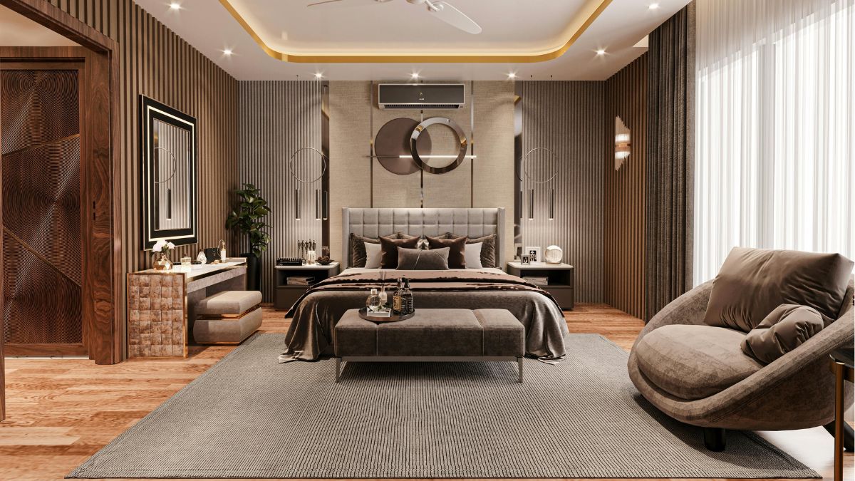 camera da letto moderna con accenti classici e di design