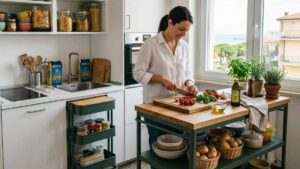 Cucine mini? Questo carrello di design crea un piano di lavoro dove non c’era