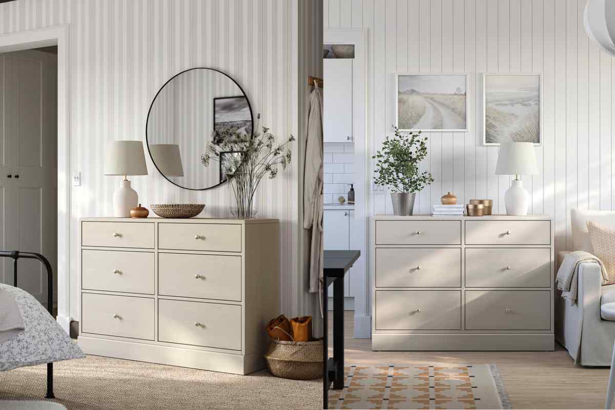 Cassettiera Havsta Ikea in due ambienti di casa