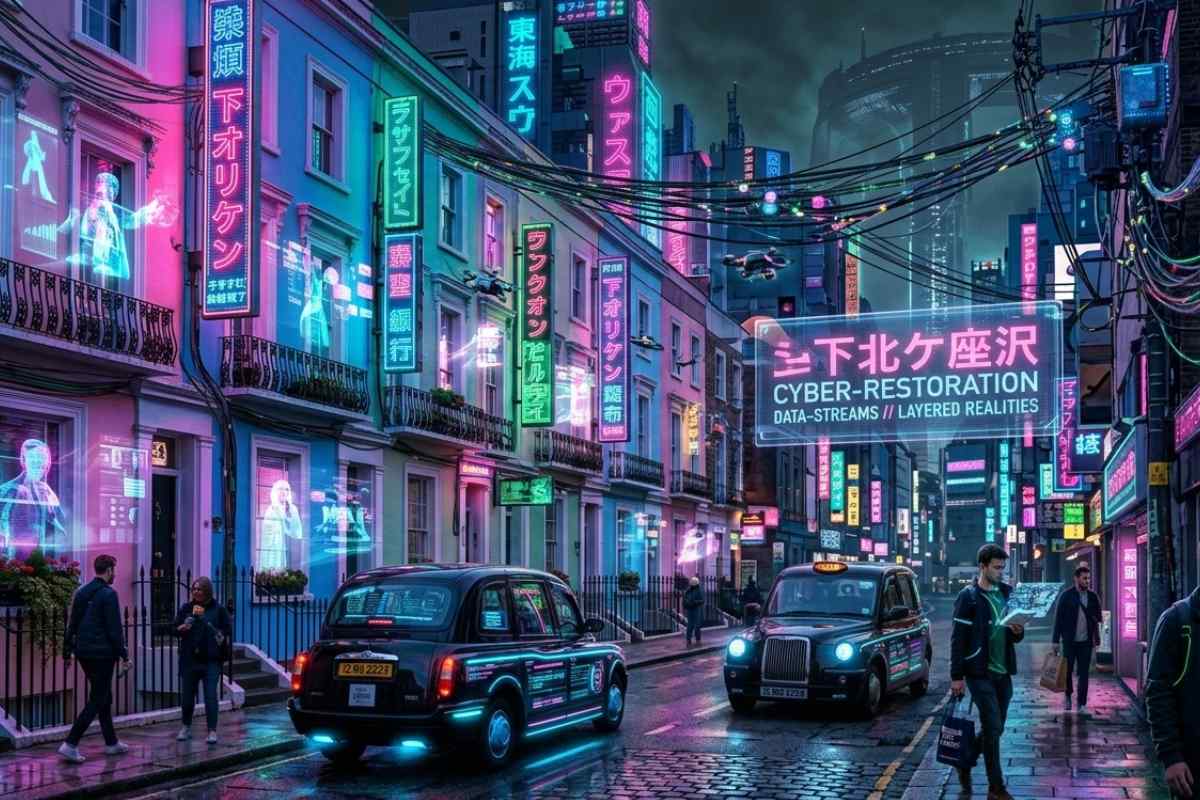 quartiere stile cyberpunk