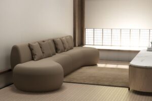 piccolo soggiorno con divano e tv