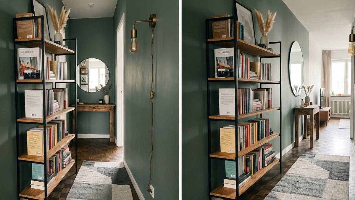 libreria stile industrial stretta