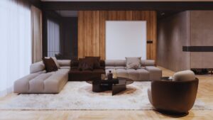 divano chiaro in salotto