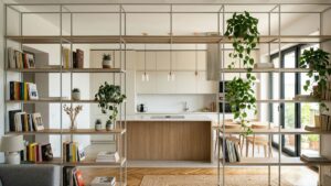 Libreria bifacciale: come dividere l’open space tra cucina e living senza alzare muri