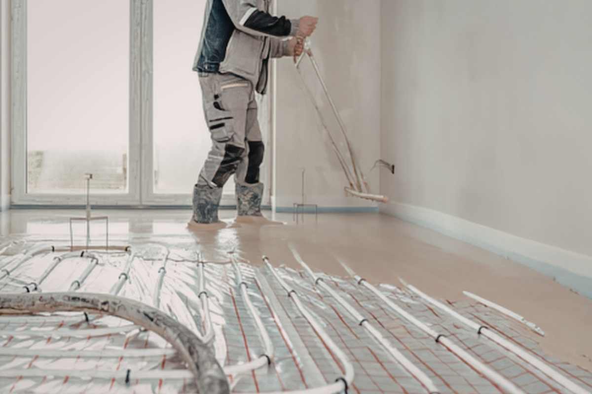 pipe fixing man for in-floor cooling 