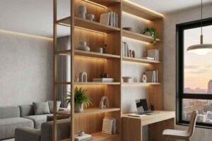 Piccoli spazi, grande effetto: la libreria divisoria che separa senza chiudere