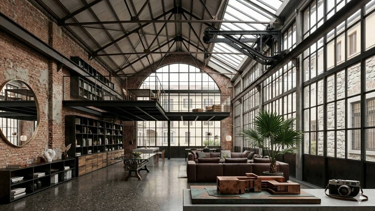 esempio di loft industrial opificio