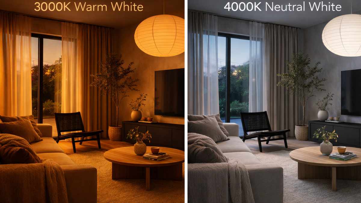 differenza di luce in salotto