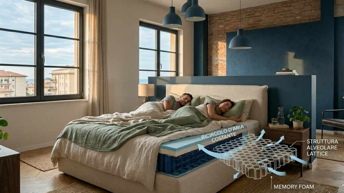 due persone che dormino su un materasso memory e con molle