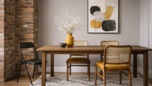 dining room stile eclettico con legno
