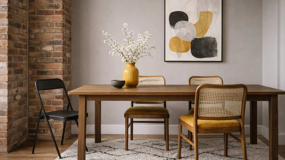 dining room stile eclettico con legno