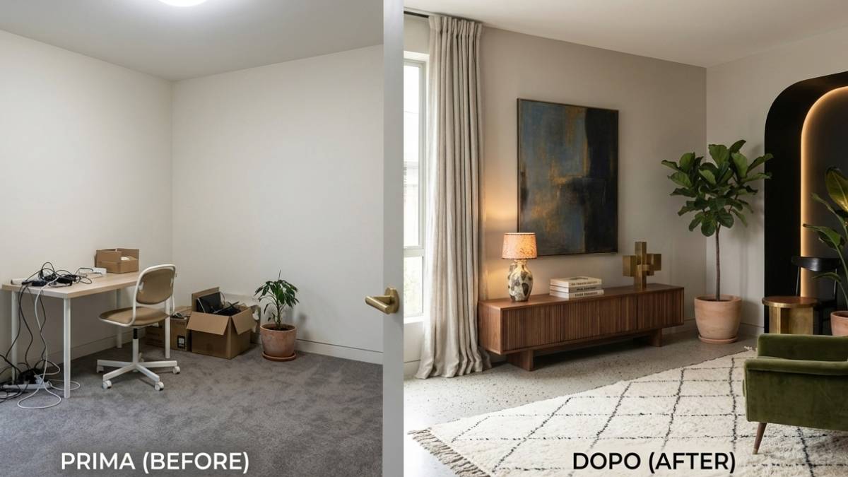 due ambienti a confronto, prima e dopo