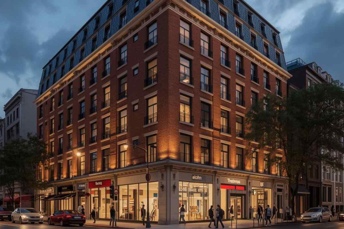 Un negozio con sopra un condominio