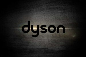 Una scritta "dyson" in nero con sfondo nero