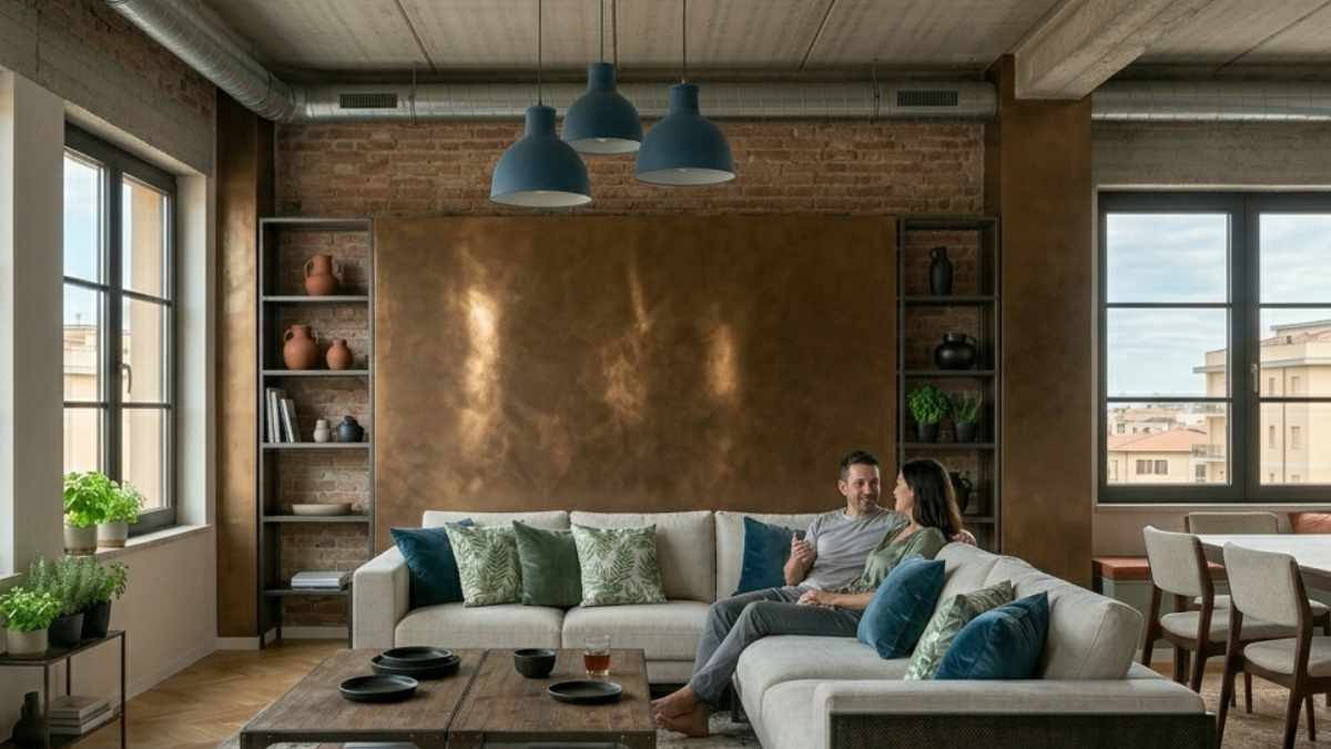 parete del salotto color bronzo