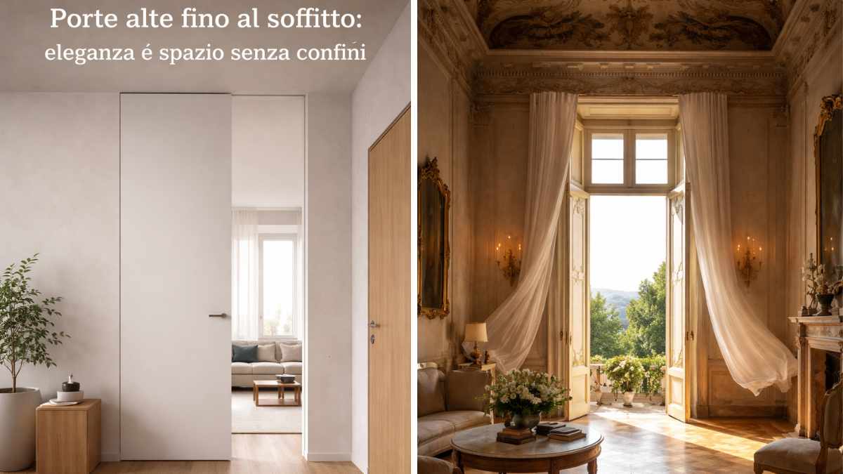 a confronto porta vecchio stile e porta odierna alta fino al soffitto