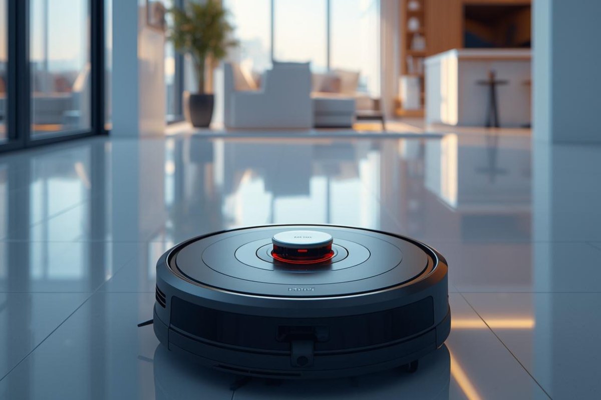 Un robot delle pulizie in una casa moderna