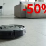 Un robot delle pulizie ed in alto a destra una scritta "-50%"