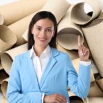 rotoli della carta igienica e donna con idea che li indica