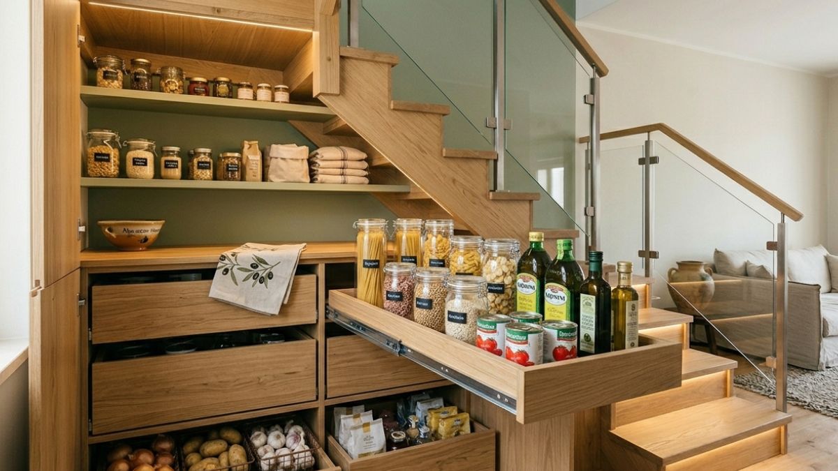 sottoscala adibito a dispensa