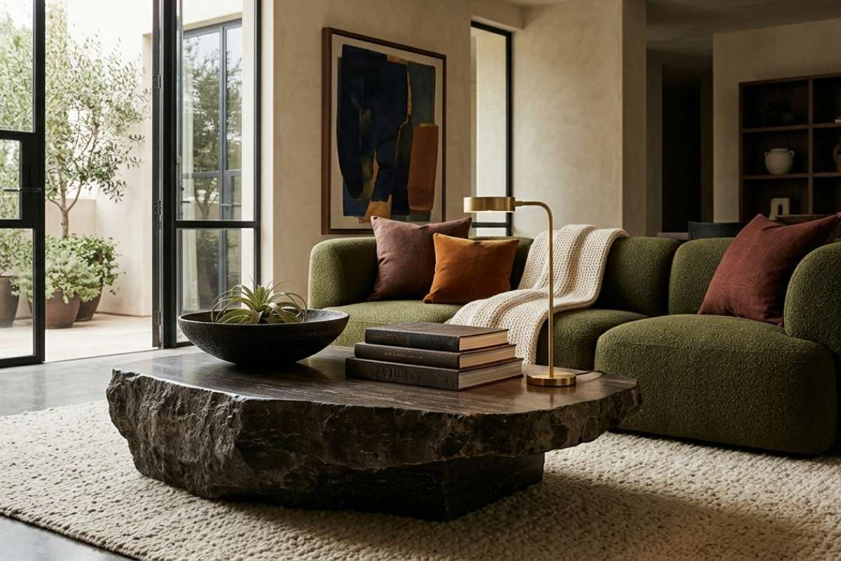 tavolino materico in un salotto