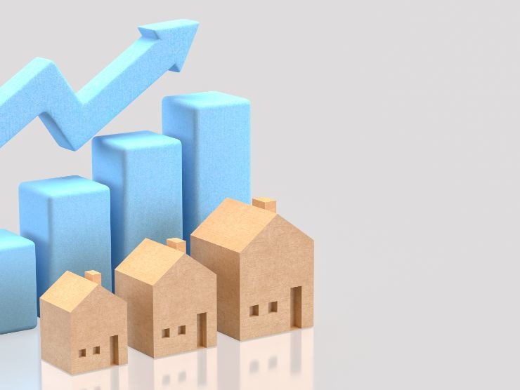 rappresentazione grafica di valore in aumento delle case