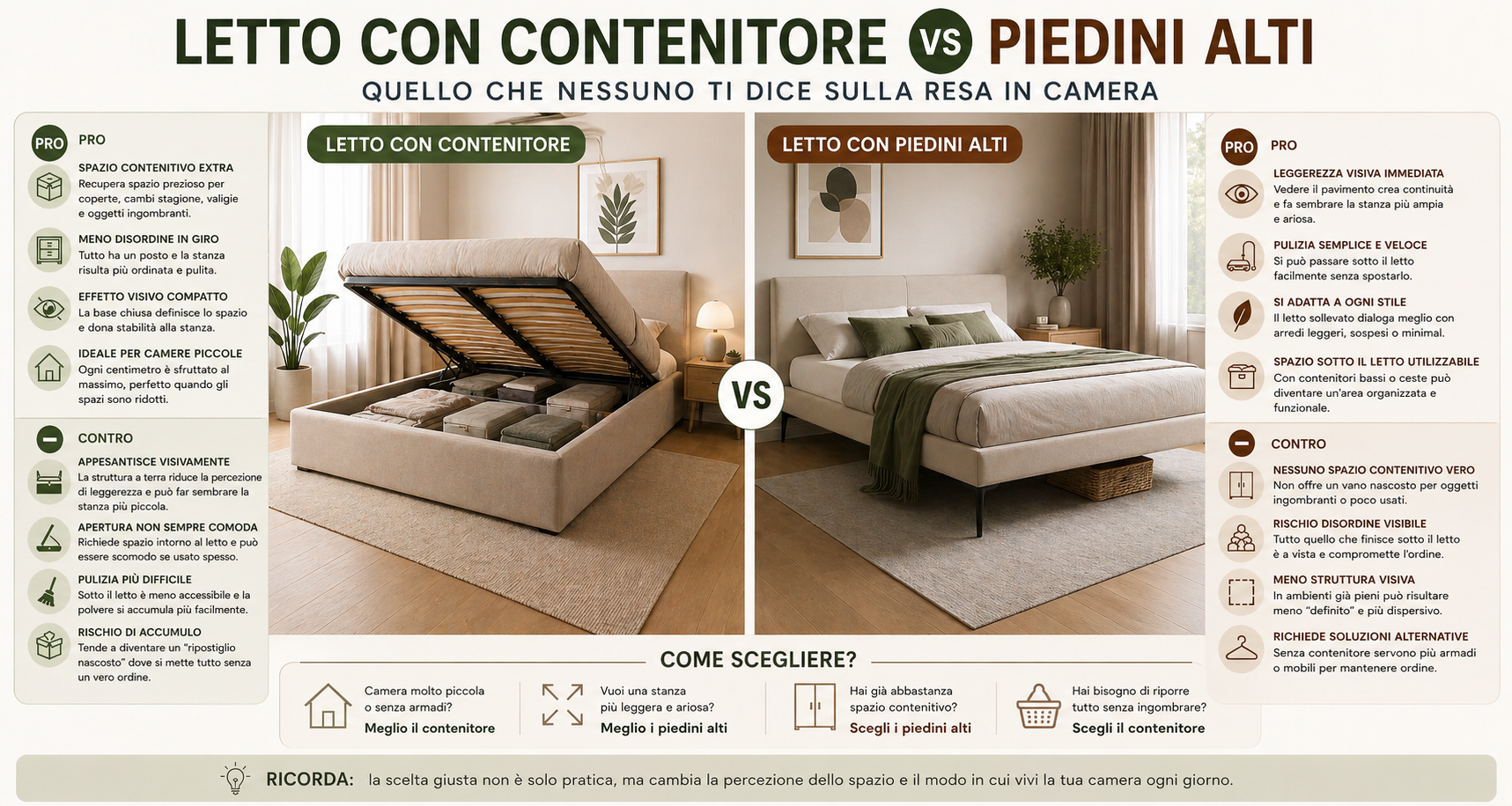 schema pro e contro letto contenitore