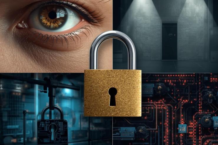 Un collage che indica differenti sistemi di sicurezza