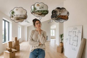 donna indecisa su come arredare casa