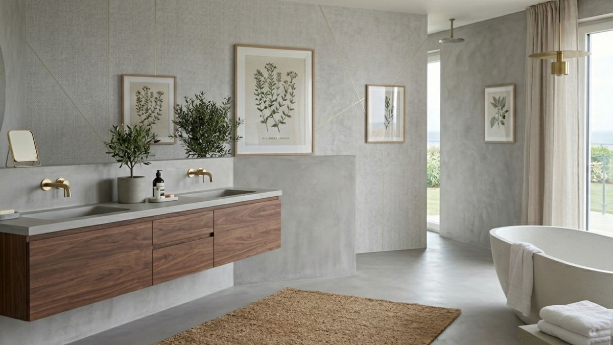 bagno materico con microcemento