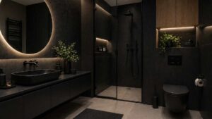 Non è sempre una buona idea usare il nero in bagno, anche se sembra elegante