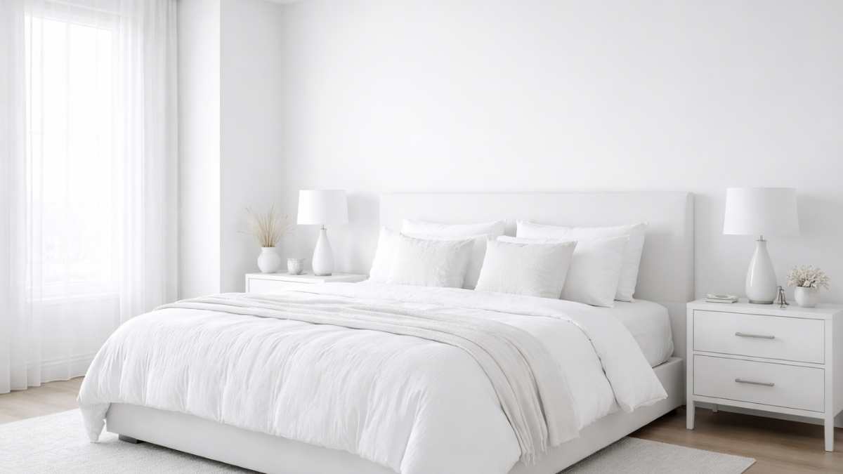 completely white bedroom
