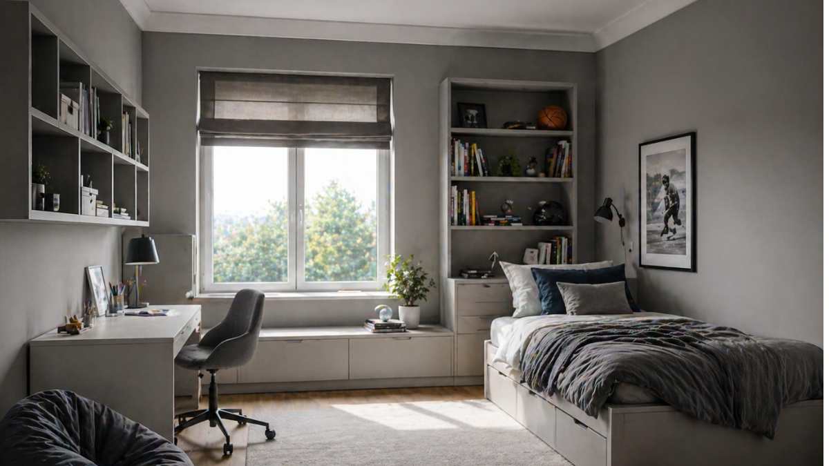 Il grigio freddo in cameretta può sembrare una scelta di stile, ma cambia completamente l’atmosfera