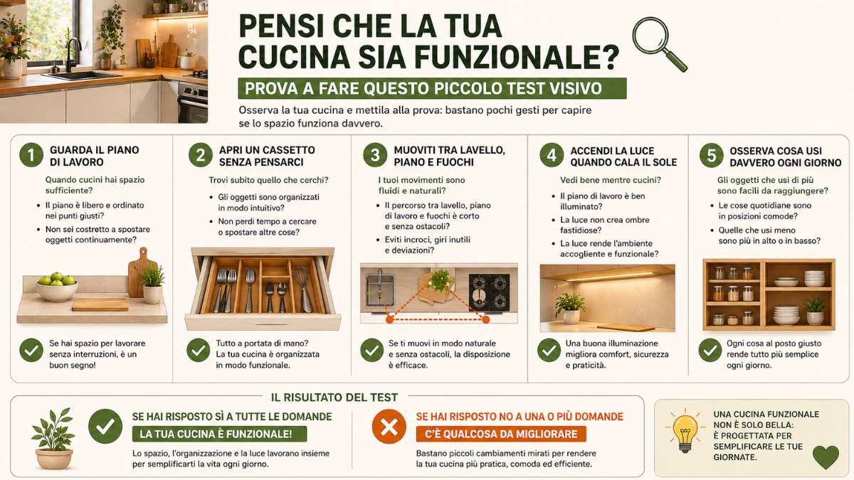 Guarda il piano di lavoro mentre cucini