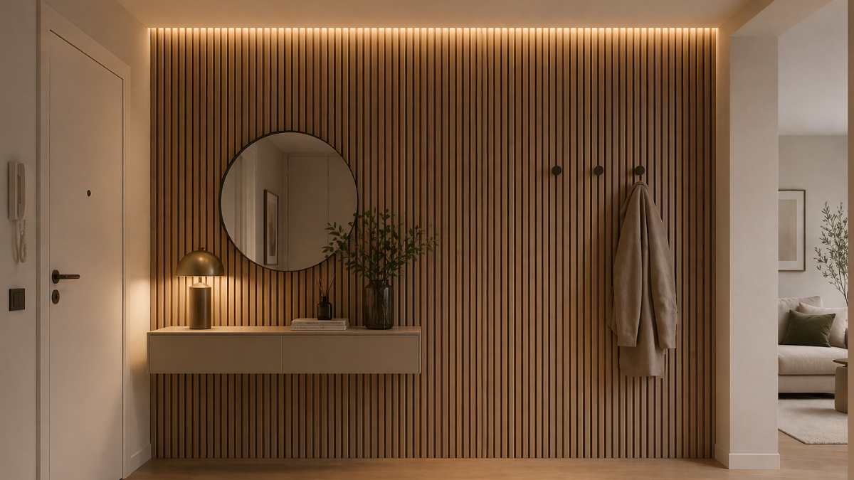 ingresso con listelli di legno