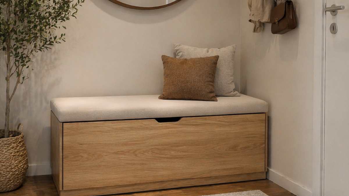 Scarpiera addio: la panca che cambia subito l’ingresso (senza ingombrare)