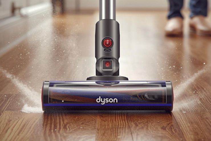 Una aspirapolvere dyson in funzione