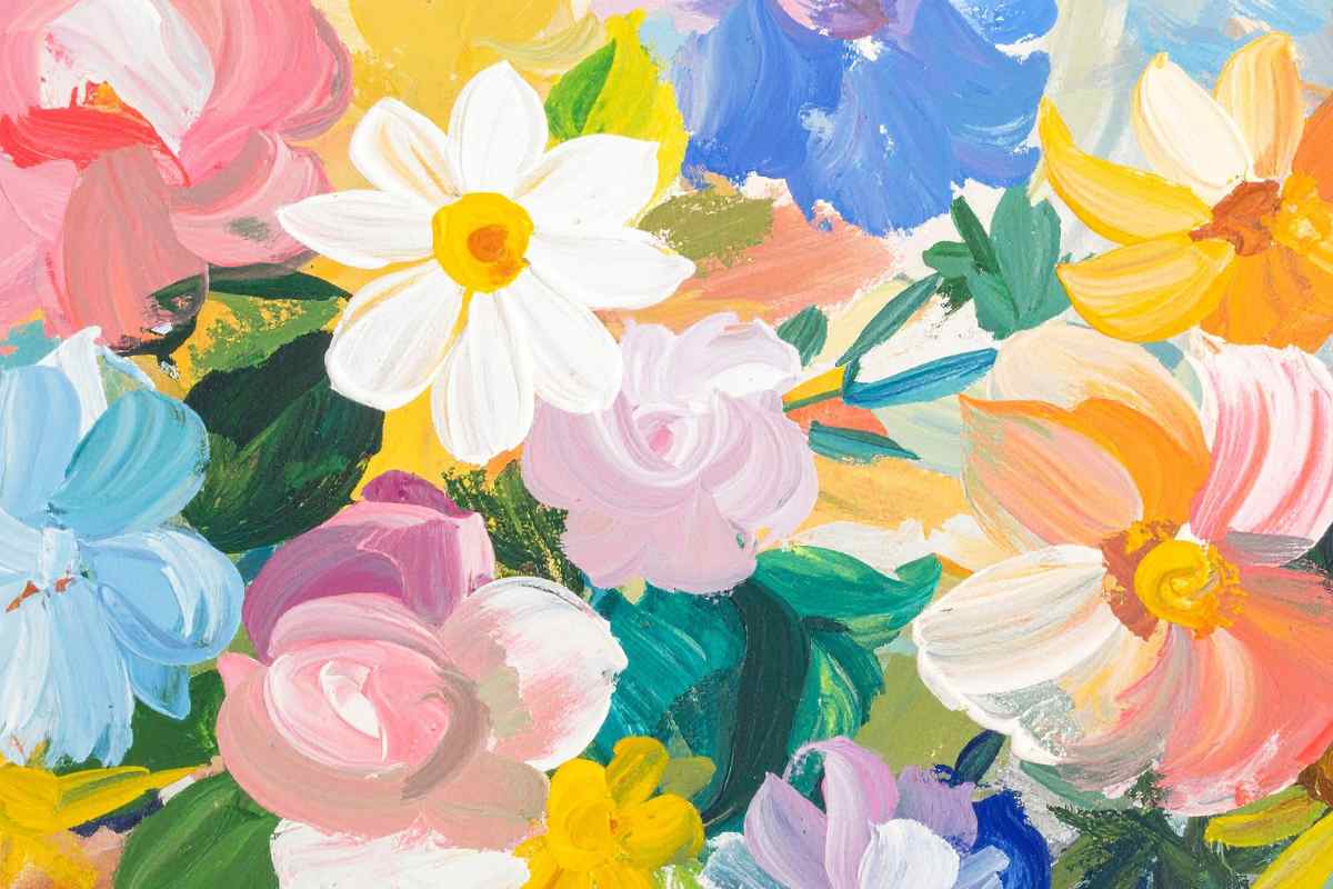 quadro con fiori dai colori tenui