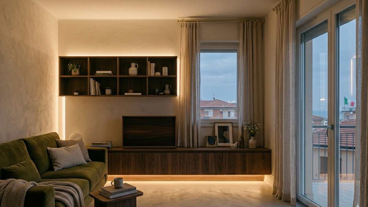 soggiorno con luci led calde