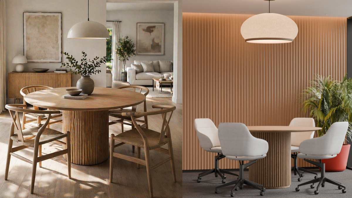 Because the round table makes the room look bigger