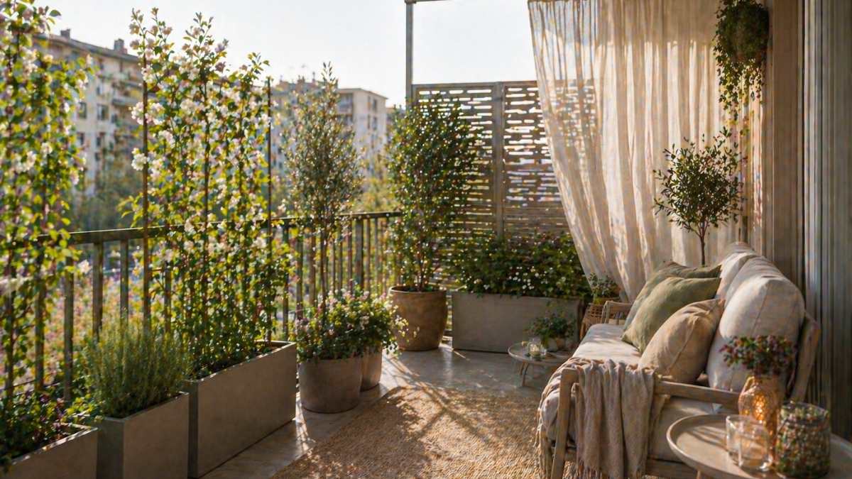 Il trucco che ti dà privacy sul balcone senza chiuderlo e senza appesantire lo spazio