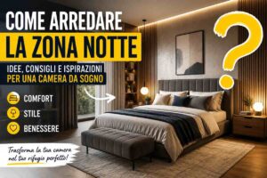 camera da letto con punto interrogativo giallo e scritte