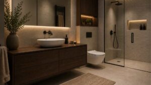 Il legno scuro in bagno è più difficile da gestire di quanto sembri