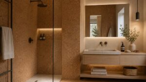 Isolante, traspirante e resistente all'umidità: il sughero è la scelta ideale per eliminare il freddo visivo dal bagno moderno e personalizzare le pareti o il pavimento.