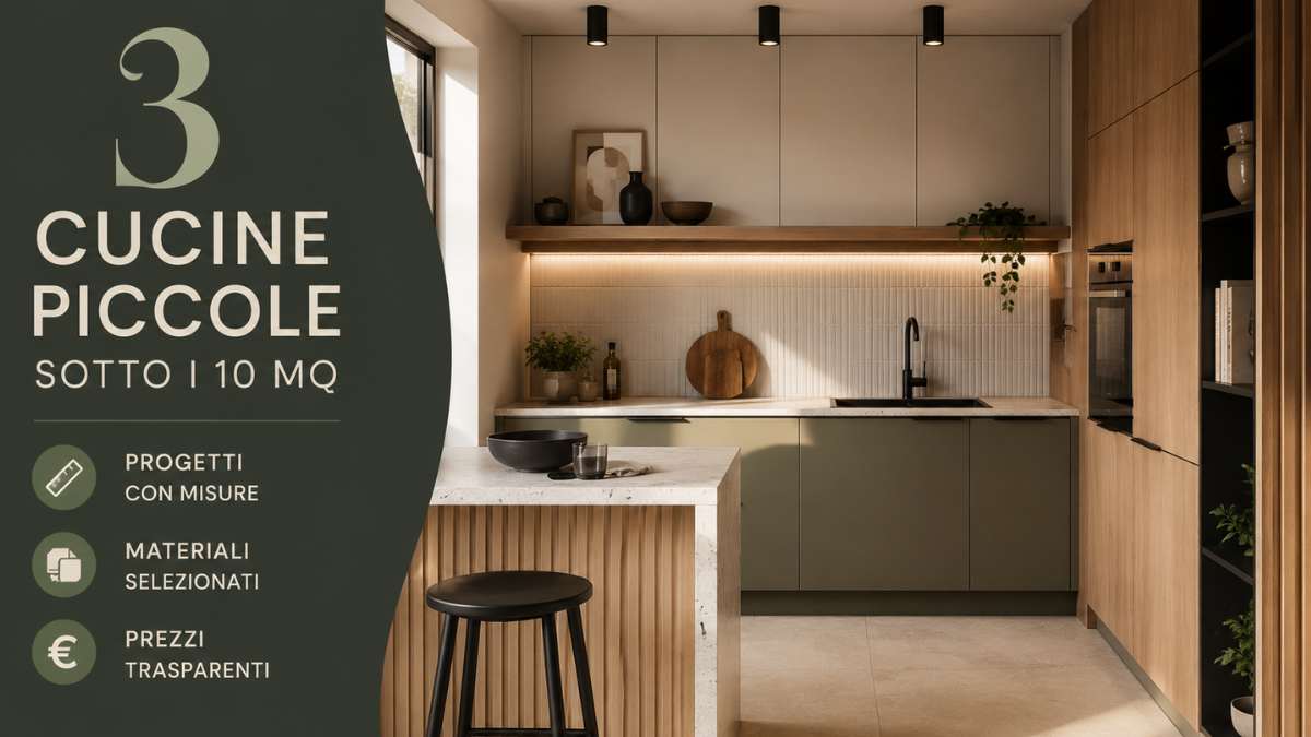 3 cucine piccole sotto i 10 mq: progetti completi con misure, materiali e prezzi