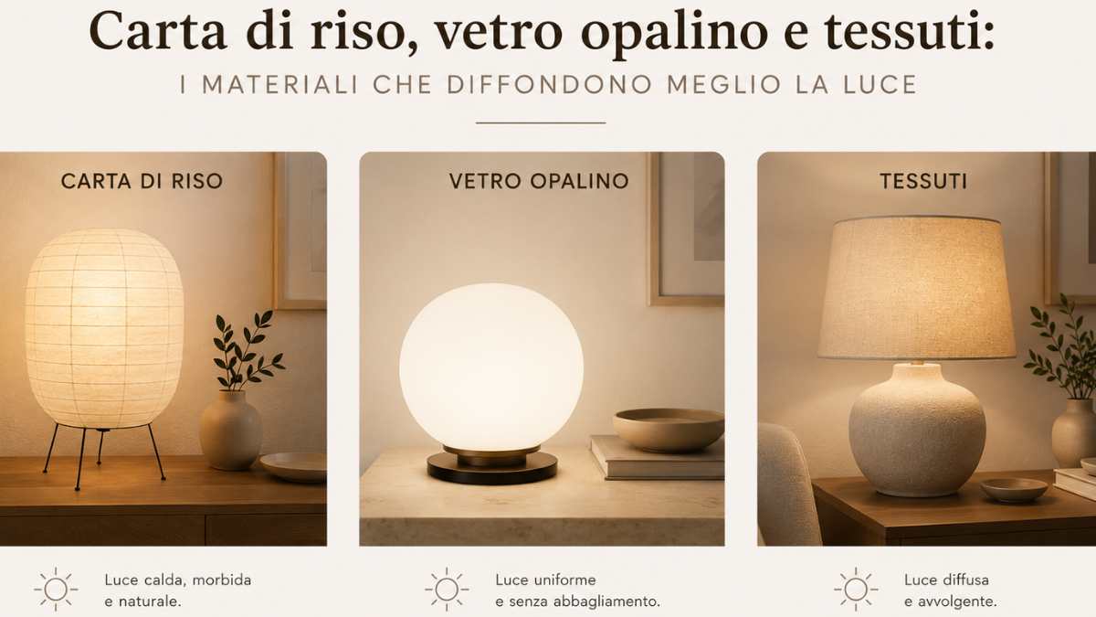 Carta di riso, vetro opalino e tessuti: i materiali che diffondono meglio la luce