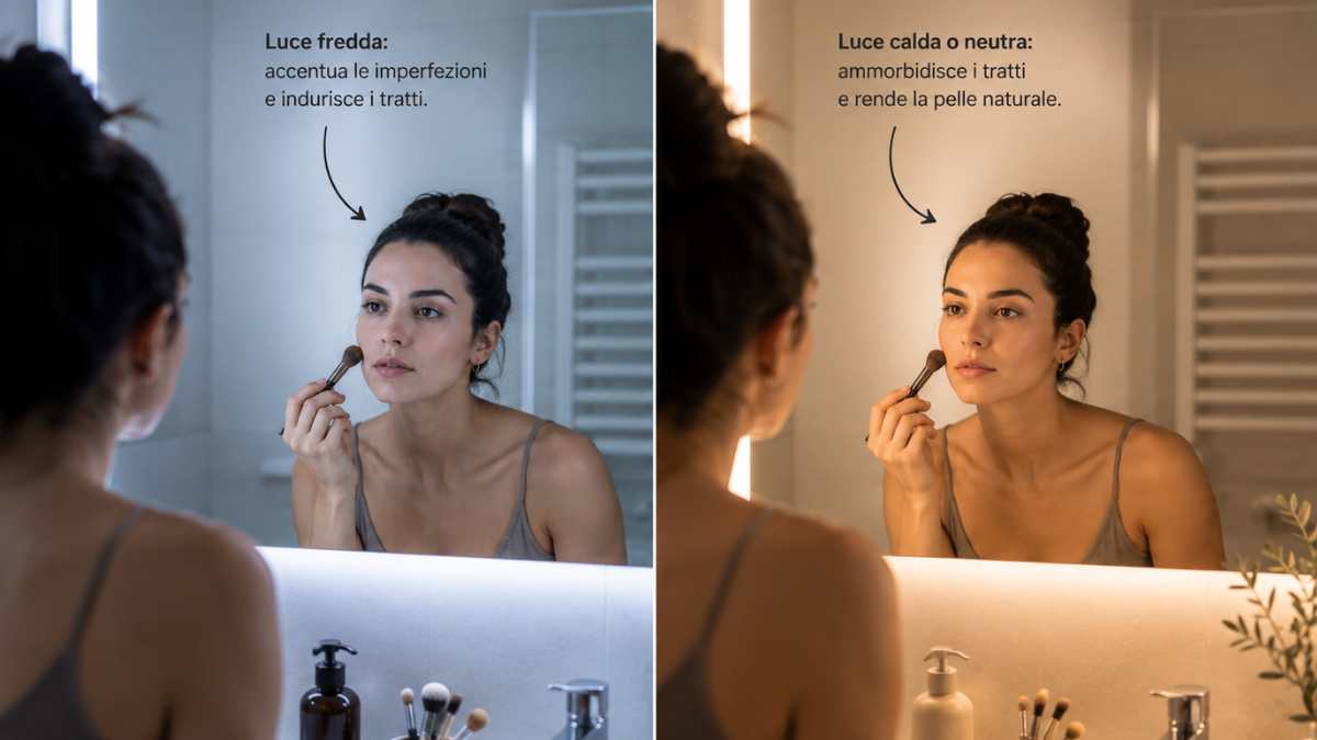 La luce calda non rende il bagno meno moderno